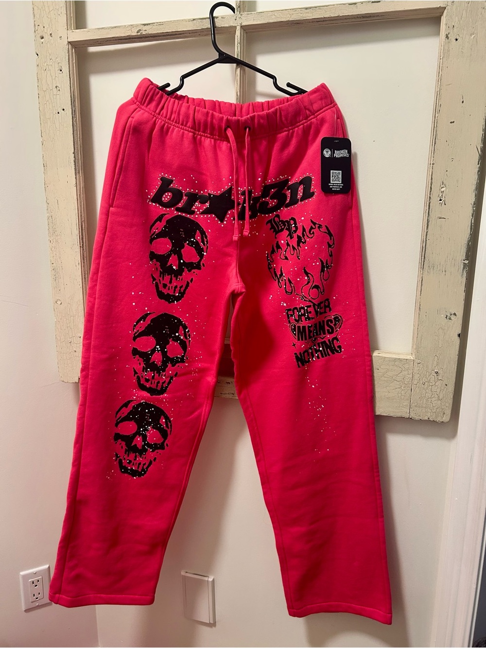 Pink Broken Promises Rhinestone Sweatpants